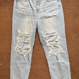 American Eagle Outfitters Light Blue Ripped Straight Leg Jeans